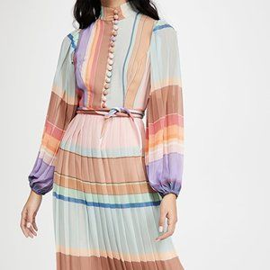 Zimmermann Pleated Long Sleeve Midi Dress